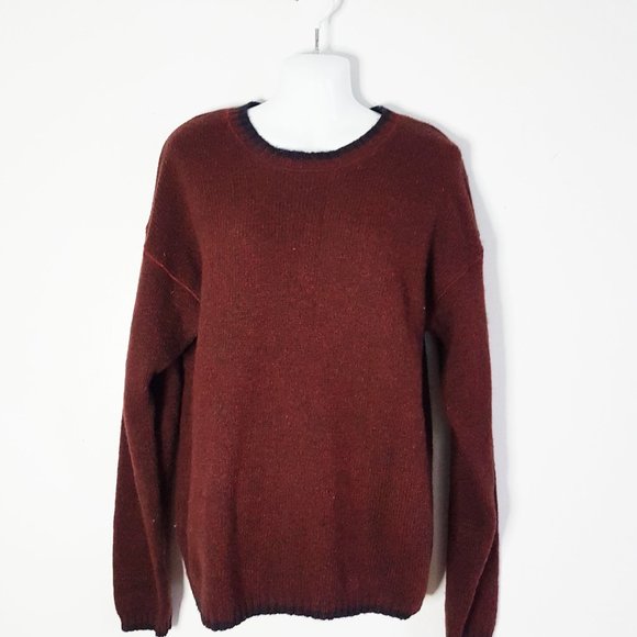 Vintage Woolrich Dark Red Wool Sweater Burgundy Heavy Wool Sweater Size L, - Picture 9 of 10